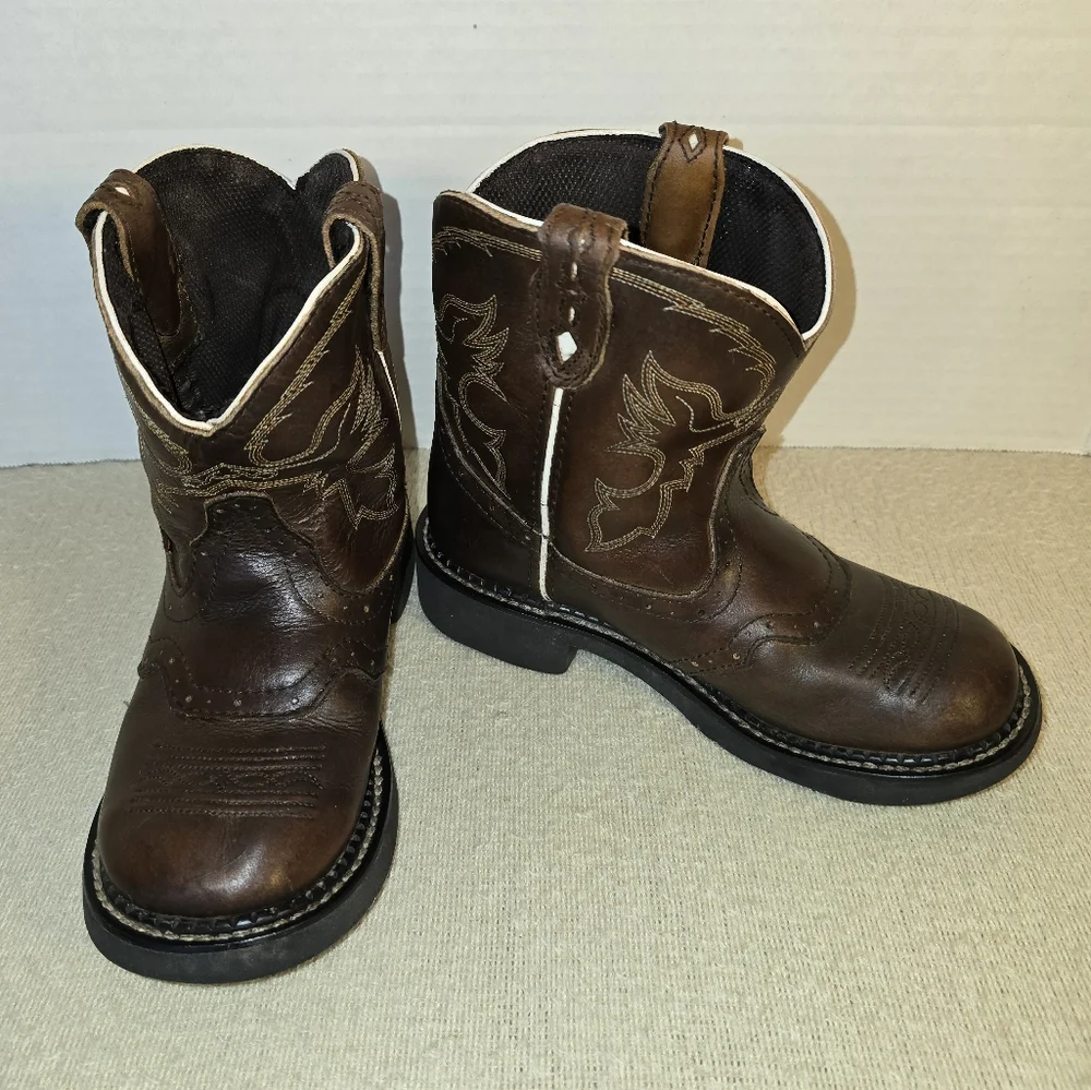 Justin Fatbaby Brown Leather Western Cowboy Boots size 2D